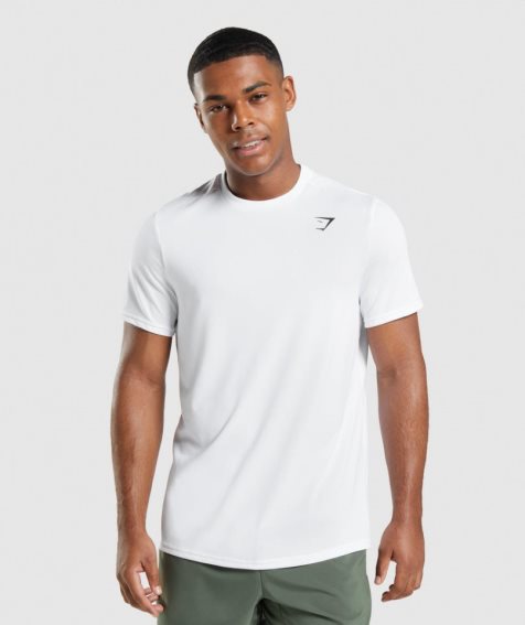 Men's Gymshark Arrival Regular Fit T-Shirts White | NZ 5BYCWH